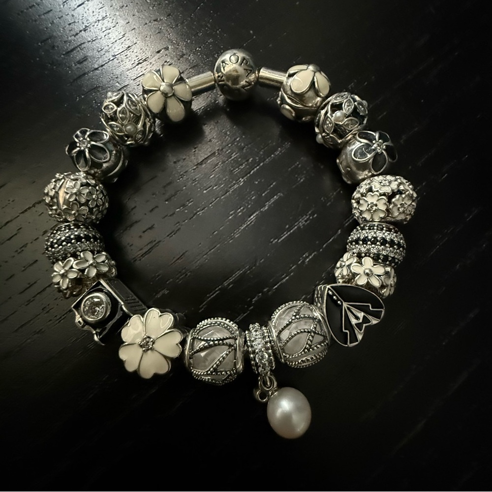 Pandora Silver and Cream Charm Bracelet - Picture 4 of 4